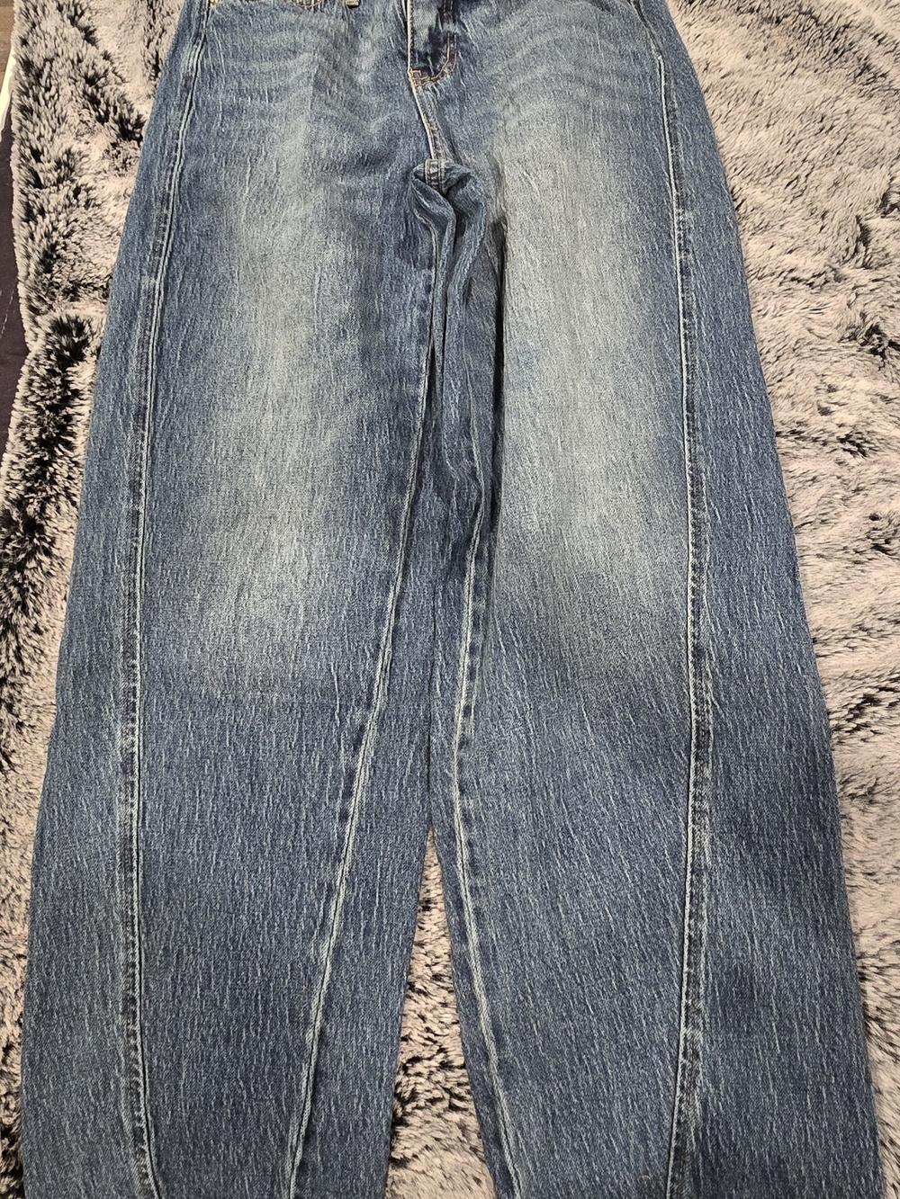 Faded Straight-Leg Denim Jeans